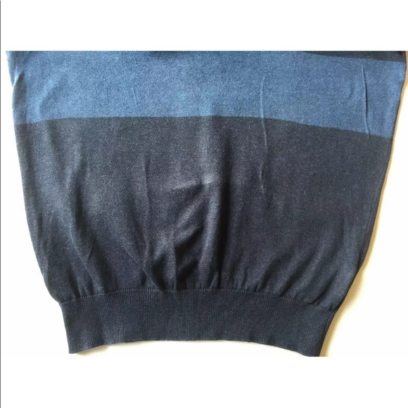 Kenneth Cole Men Crew Neck Sweater Blue Stripe Medium Cotton - Picture 5 of 11